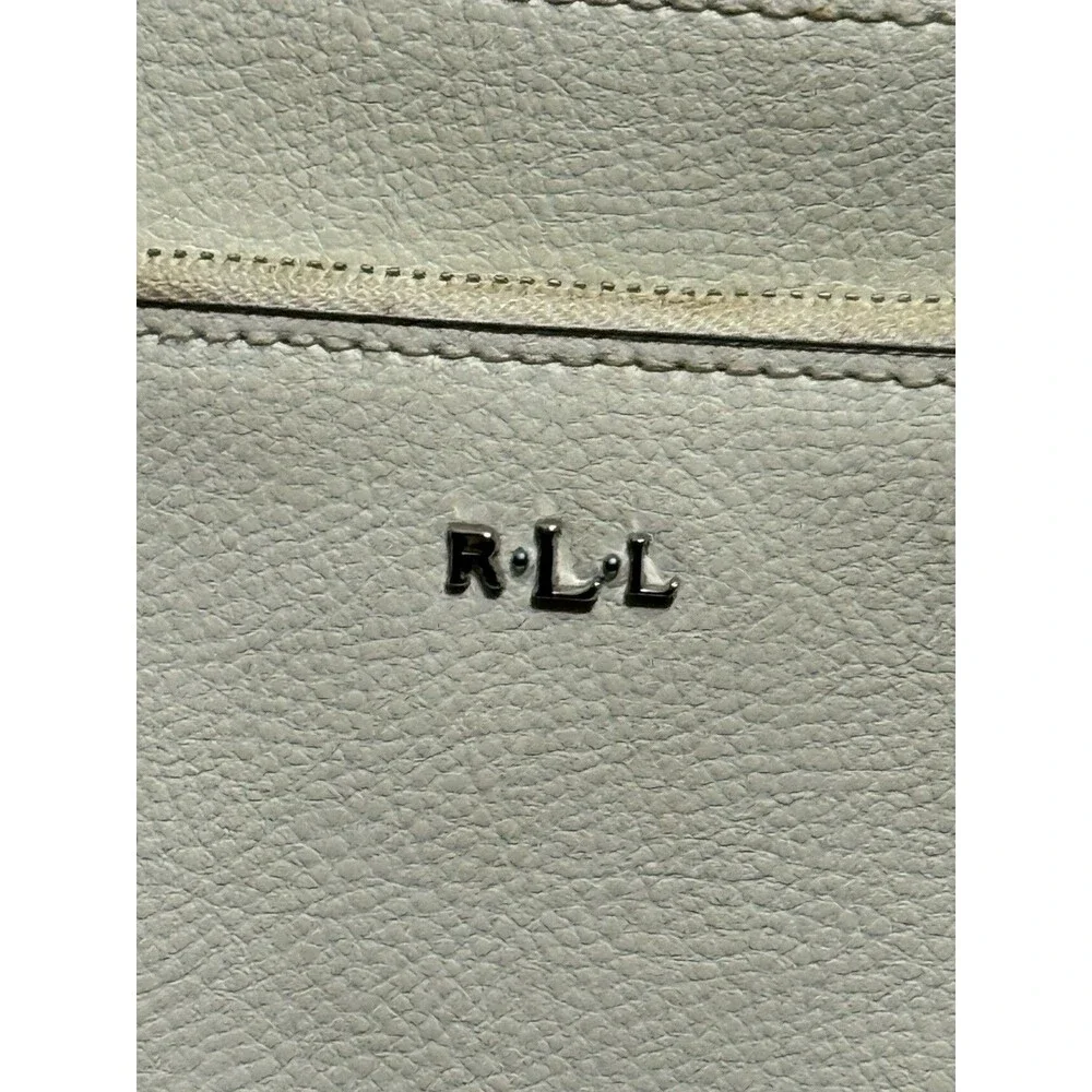 Lauren Ralph Lauren Pebbled Leather Crossbody Bag Ivory Cream RLL Silver Zip